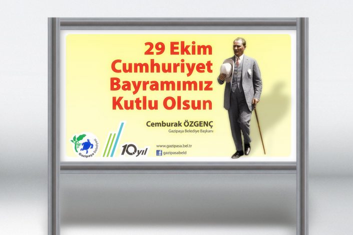 29 Ekim Cumhuriyet Bayramı Afişi - Gazipaşa Belediyesi